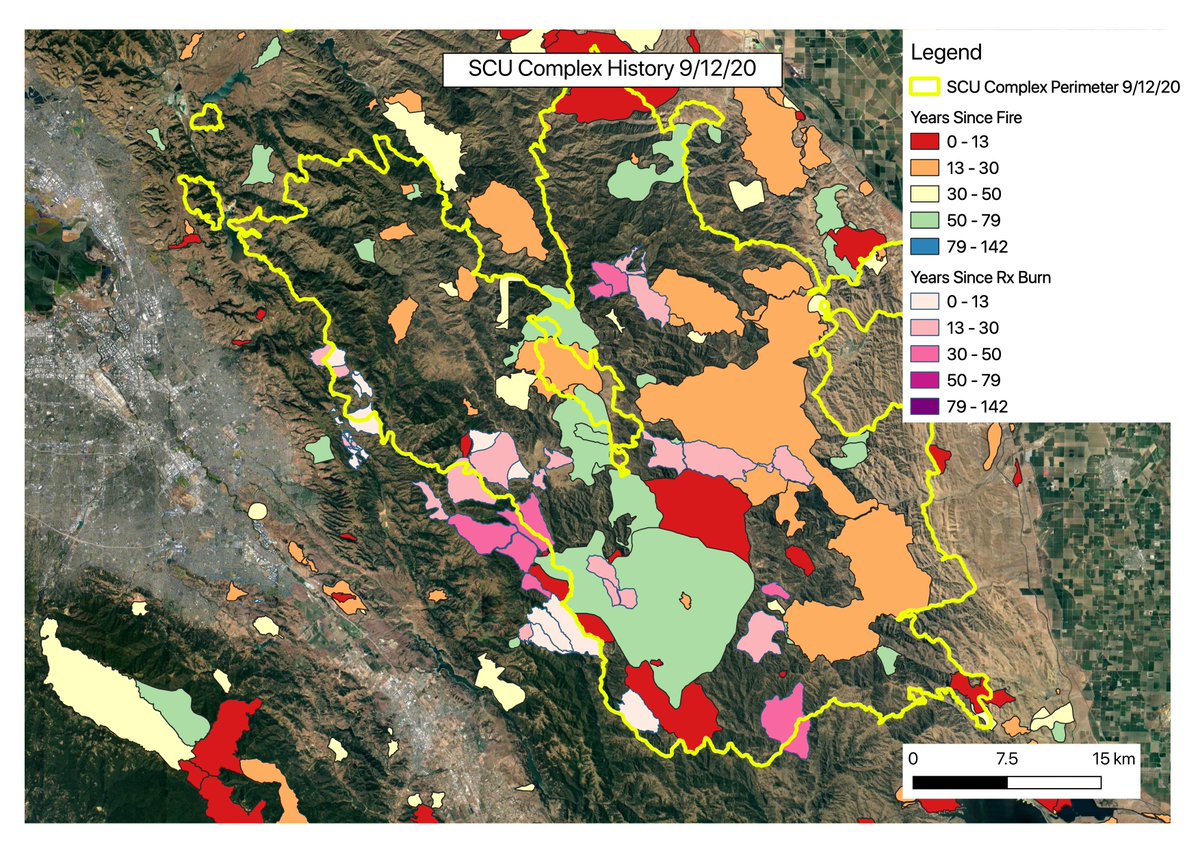 Next is SCU. Also some large areas that have burned in the last 30 years, including some Rx fire, but overall less recent burn than LNU.