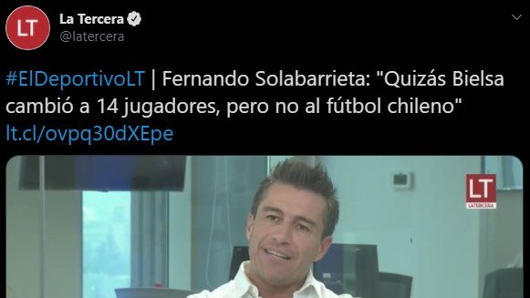 callamperas's tweet photo. Solabarrieta sobre Bielsa y su paso por Chile (27-06-2017) https://t.co/ngkW2NElfd