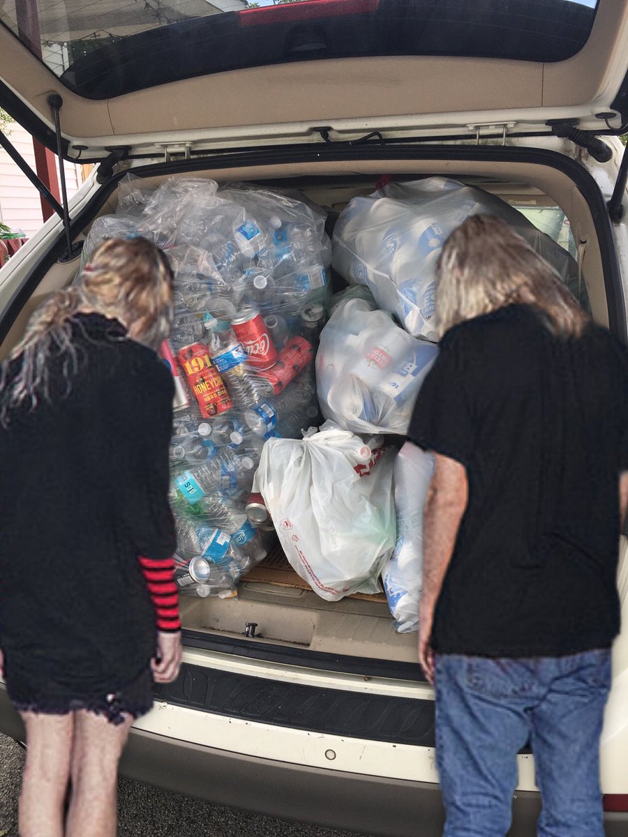GecsStaring's tweet photo. gecs loading recyclables into the back of their car https://t.co/4ZxWpouZge
