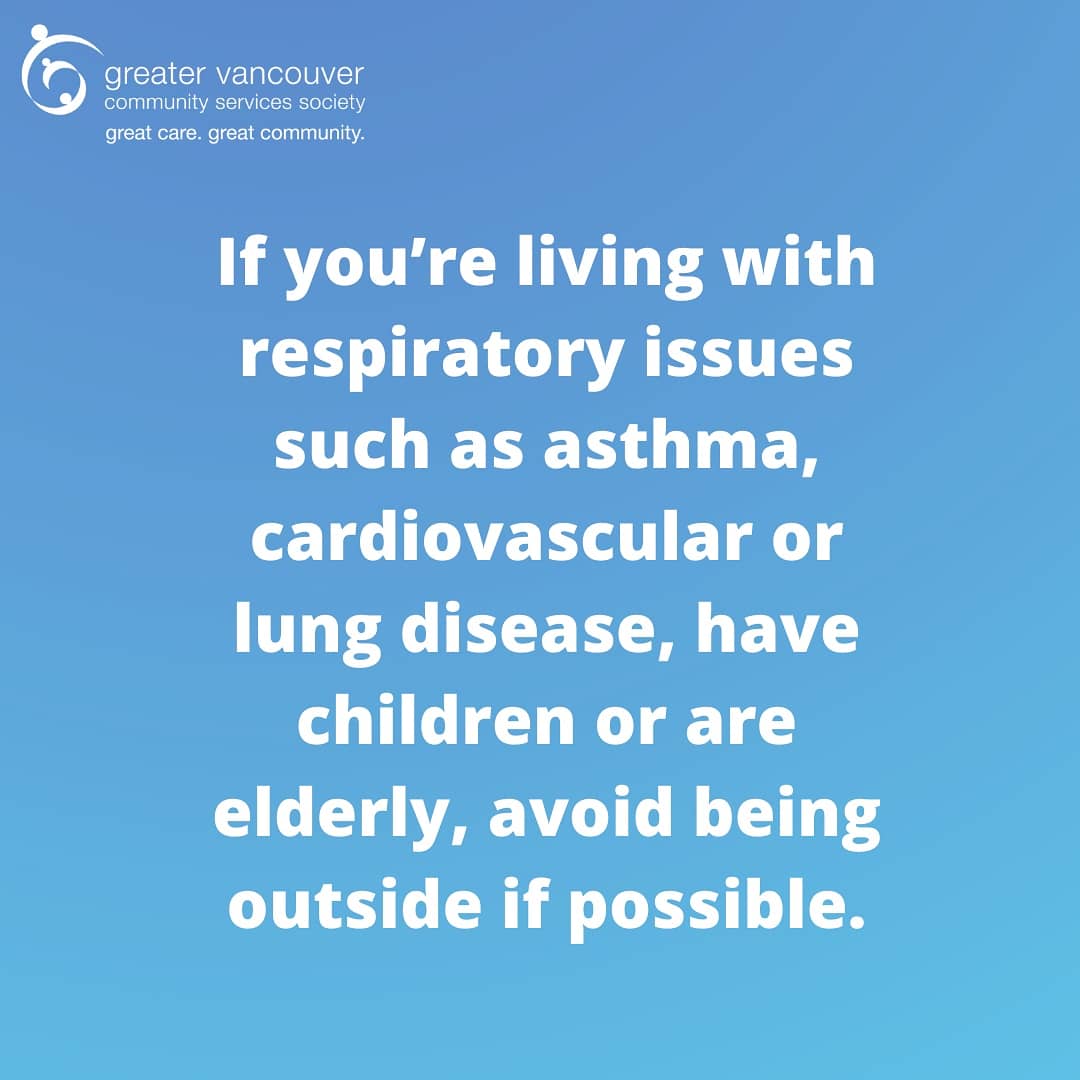 GVCSS's tweet photo. Stay safe in this poor air quality #vancouver! #elderly #peoplewithdisabilities #healthcareworkers #careaides https://t.co/yzH22hk7at