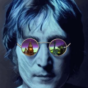 Paul Johnson ‘through the eyes of lennon’ glass/lead absolutely stunning. 
#JohnLennon #beatles #lennonpainting #liverpoolicon