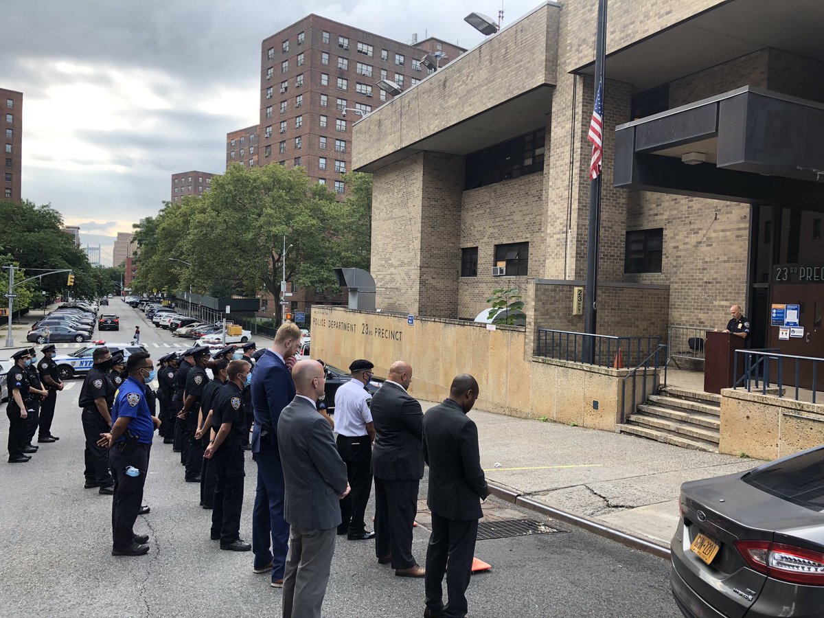 macedonia106's tweet photo. Happy to be part of the 23rd precinct 9-11 Memorial service. We will never forget! Prayers go out for comfort, strength, peace and security to all the family members and friends of our fallen heroes. We pray for physical healing for those who are still sick by the affects of 9-11 https://t.co/rI1z26J3kE