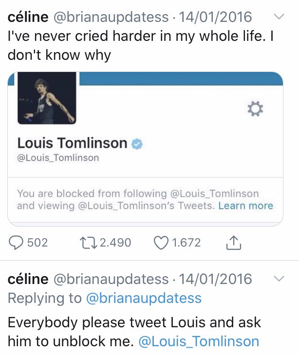 WHY WOULD YOU BLOCK THEM. SHE WAS JUST POSTING ABOUT BANAN- nowait-BRIANA.  i swear, your larry ship is nothing BriLou. Or what's the name.