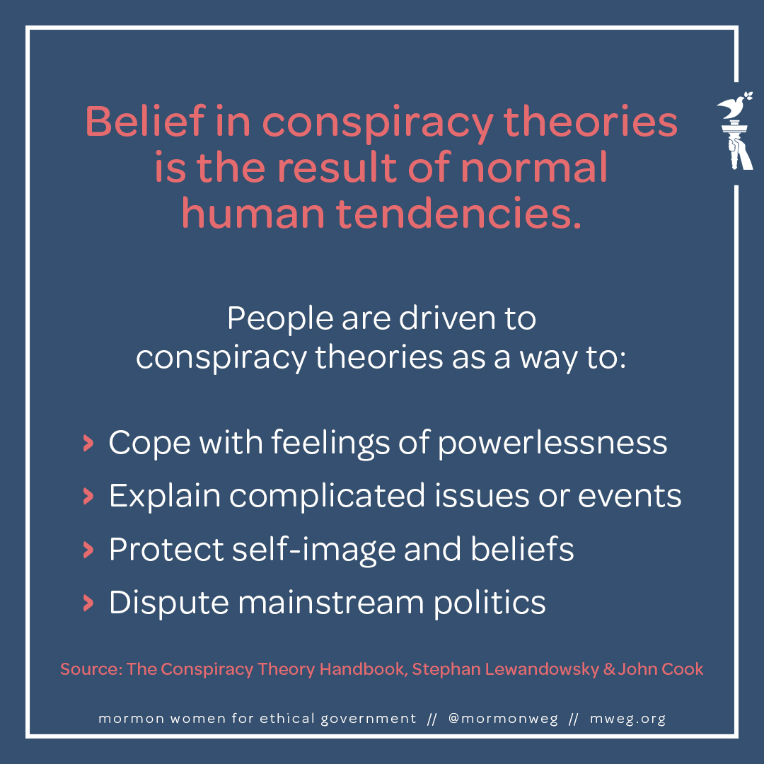 Belief in conspiracy theories is a result of normal human tendencies. And it makes sense that during a global pandemic, when people are turning to social media and other platforms to stay connected, conspiracy theories are spreading.2/5