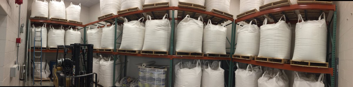 WarehamWater's tweet image. The MSWPP is 95% complete. We have begun training. Here the staff loaded the first round of lime bags into the storage area, without dropping a bag (a good thing indeed!). Testing is anticipated to take another 60 days followed by inspection by MassDEP &amp;amp; approval to place online.