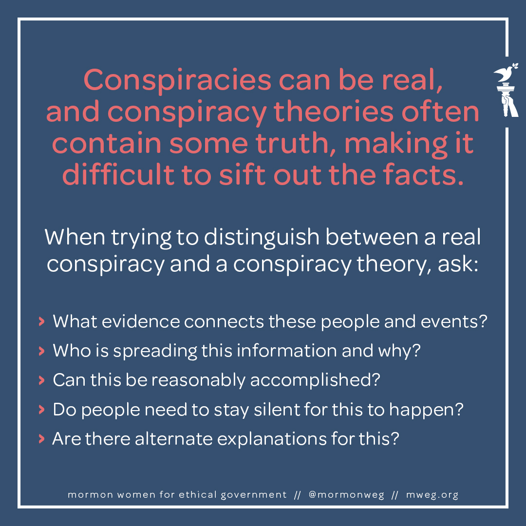 The thought processes that uncover conspiracies are different from those that drive conspiracy theories. Real conspiracies are discovered through conventional thinking. Conspiracy theories are driven by conspiratorial thinking.3/5