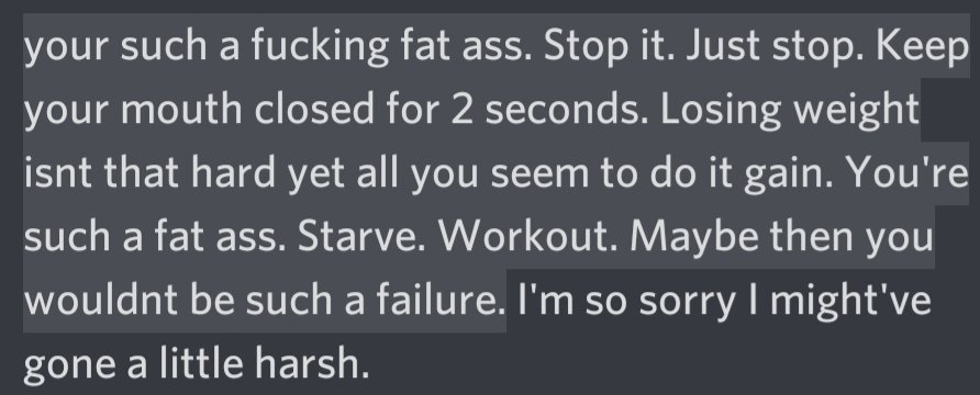 dailyspos's tweet photo. Meanspo I gave from a discord server! If you wanna be buddy's on discord I've also attached a photo of my handle and stuff! #edtwt #eatingdisorder #mentalillness #proana #anorexia #mean #meanspo #bones #discord #sweetspo #fatspo https://t.co/cJOrNnWgcu