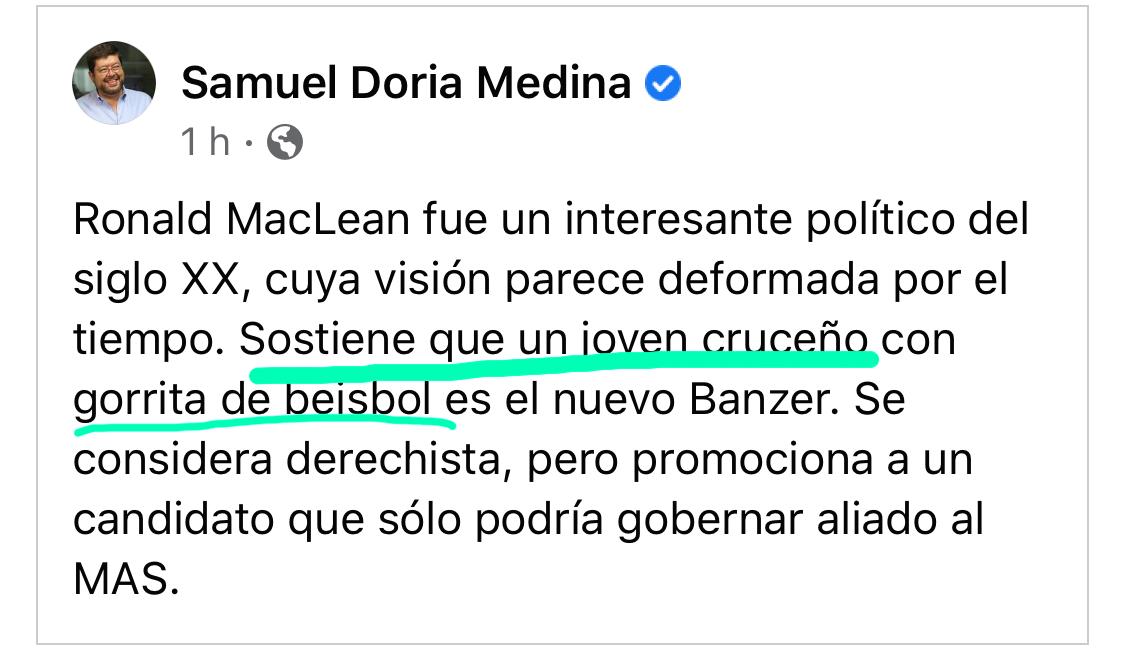 ErwinBazanG's tweet photo. La Historia dirá que un 10 de noviembre Evo Morales renunciaba a la presidencia de Bolivia. La Historia dira, que ese mismo día un joven cruceño con gorrita de béisbol, entraba a Palacio con la Biblia y ese mismo día Bolivia era otra vez libre. De Samuel la historia no dirá nada. https://t.co/O51bJMrad2