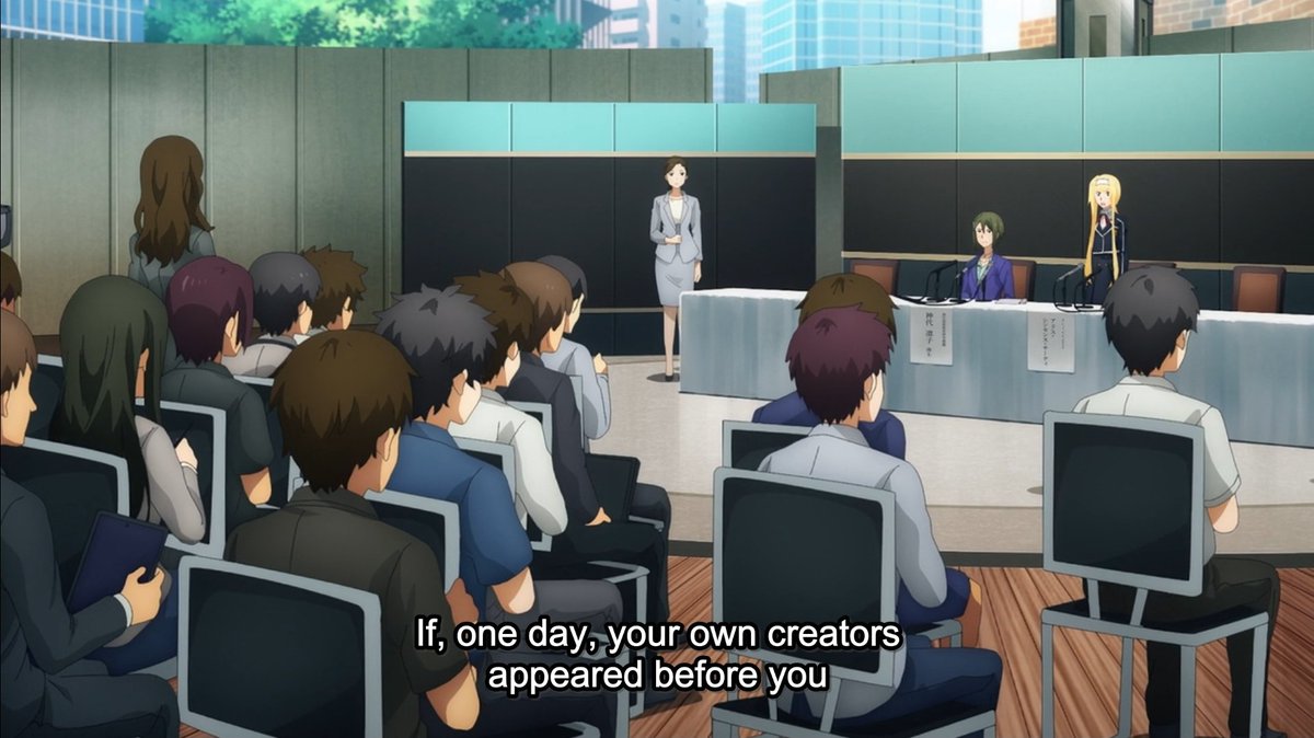 Because of her experiences in the Underworld, she has begun to pose the entire world a question.What is reality?Who started it all?The chicken and the egg paradox lol