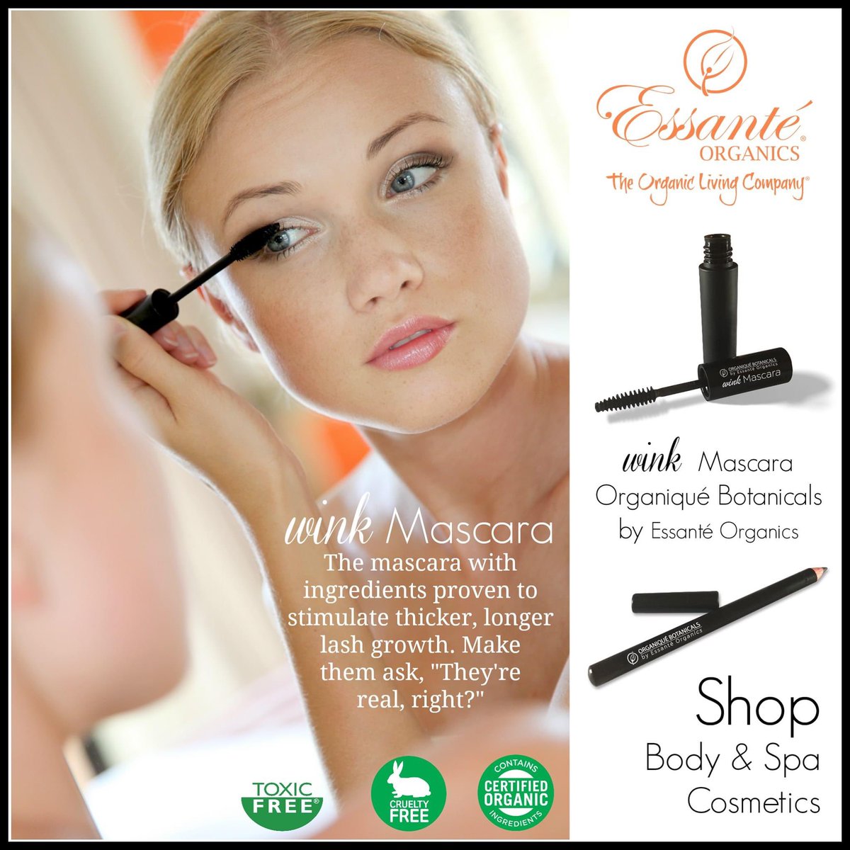 OrganicsVIP's tweet photo. SHOP / Body &amp; Spa / Cosmetics 
wink Mascara - Organiqué Botanics by Essanté Organics

Shop Now: https://t.co/tlBKhb5tt3 

The mascara with ingredients proven to stimulate thicker, longer lash growth. make them ask, "They're real, right?"

#Mascara 
#EssanteBodyAndSpa 
#ToxicFree https://t.co/Sz8tD6m1Tx