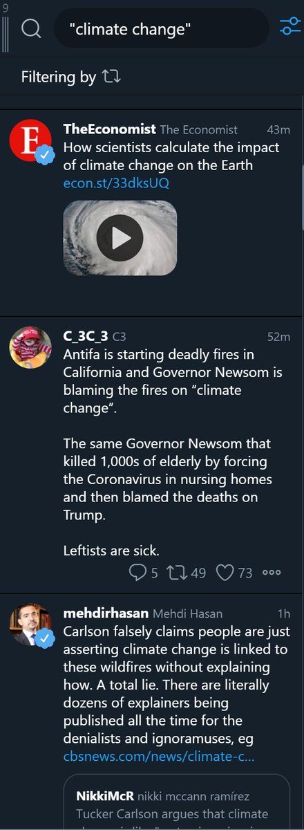 I have a feeling that this is going to get *more* prominence, not less, in the US. This is my Tweetdeck feed that shows the most prominent tweets mentioning climate change: