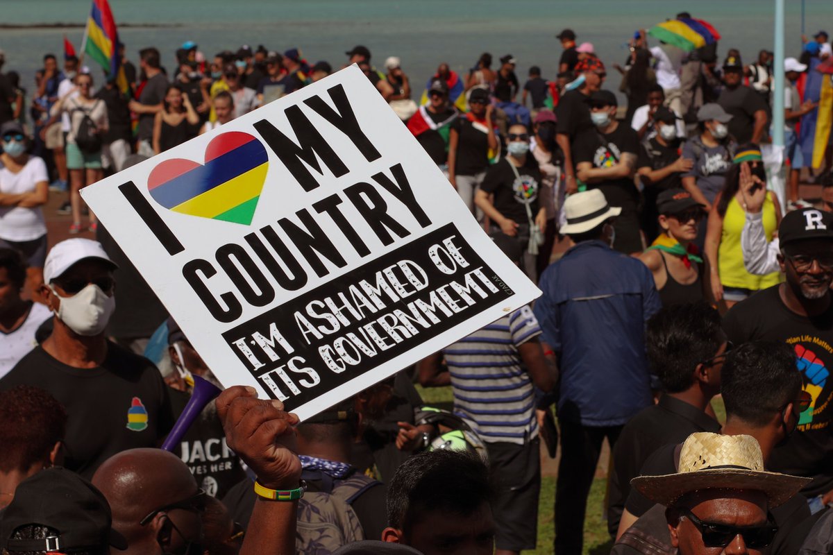 Adrian_Bund's tweet photo. Mauritians once more are fed up with the incompetent government and prime minister who keep delaying tactics to initiate investigation into the #Wakashio #MauritiusOilSpill turning a deaf ear to population. The people want their resignation.
#protests #mauritiusoildisaster https://t.co/Tkb7PAZU5l