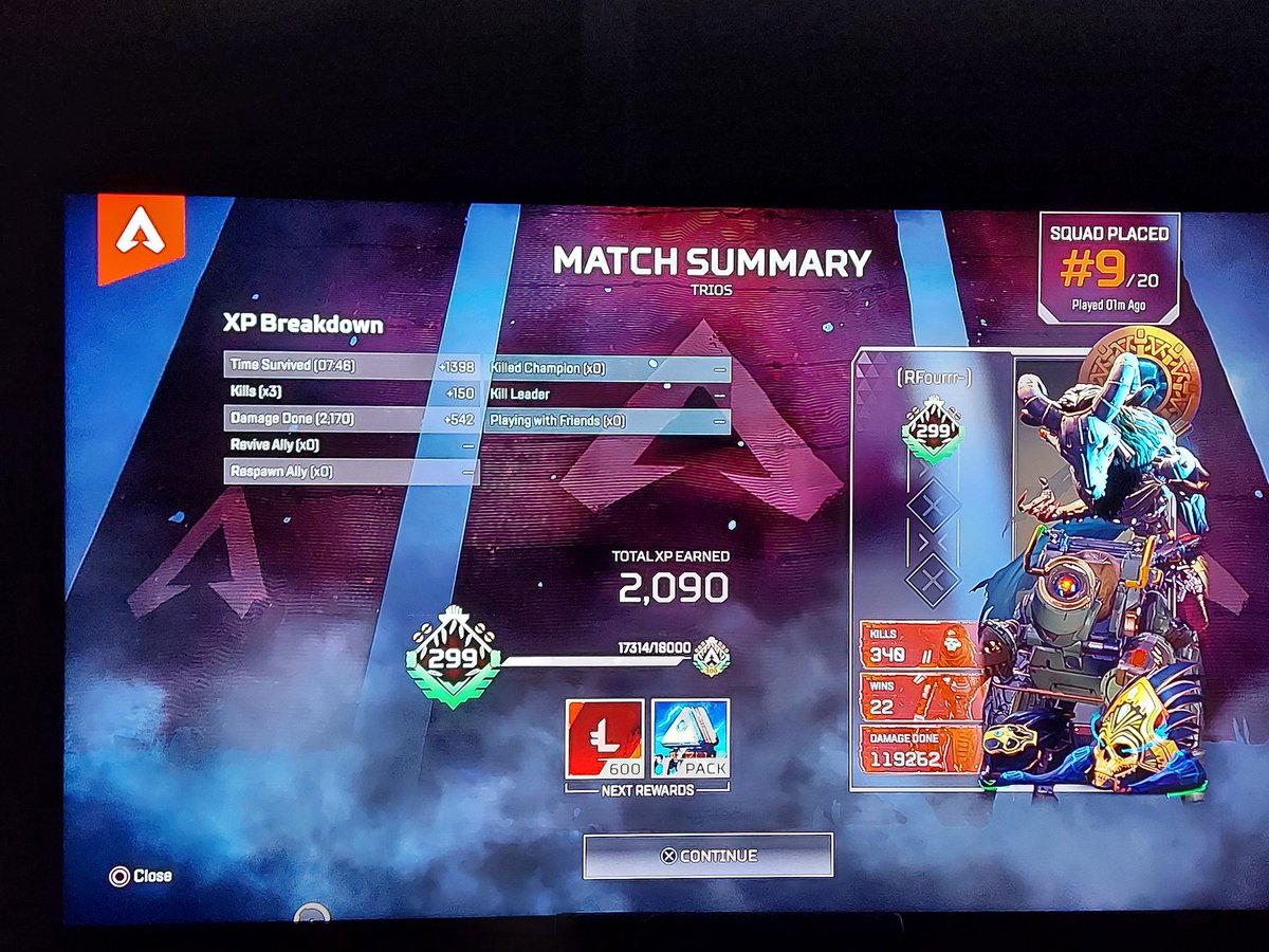 timmert1109's tweet photo. @PlayApex 
Dear Apex, 
Finally I made it to the 2k game with Revenant but sadly the badge is still on locked please fix this. https://t.co/xahzB1Rf4Z