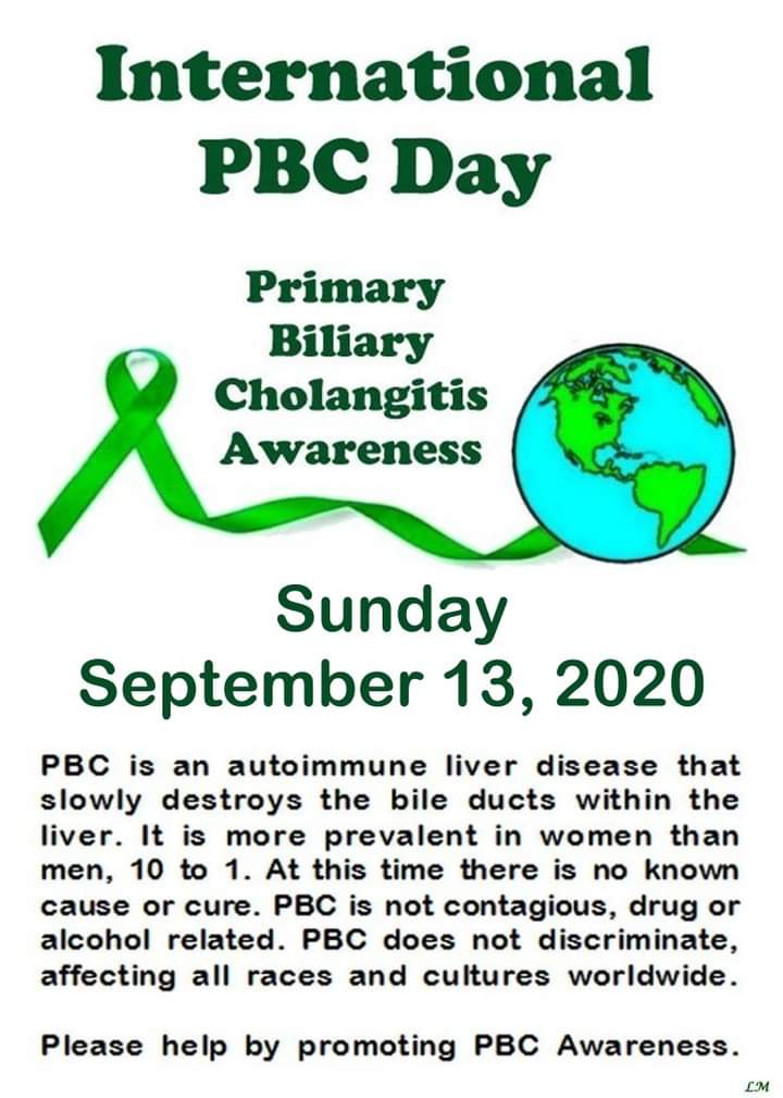 pbcadvocate's tweet photo. Today is International PBC Awareness Day. Help raise our voices for a cure of this rare, chronic, autoimmune liver disease. Learn more at @pbcers. #PBCers #PBCSociety #PBCfoundation https://t.co/U8cVI45vkg