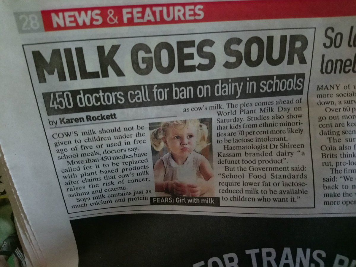 frasier_hal's tweet photo. 450 doctors call for cows' #milk to be banned from schools as it is linked to #cancer and #asthma.
#Plantbased alternatives are healthier.🌱
Dairy really is scary
Go #Vegan
#NHS https://t.co/sVJMGMY1Zq