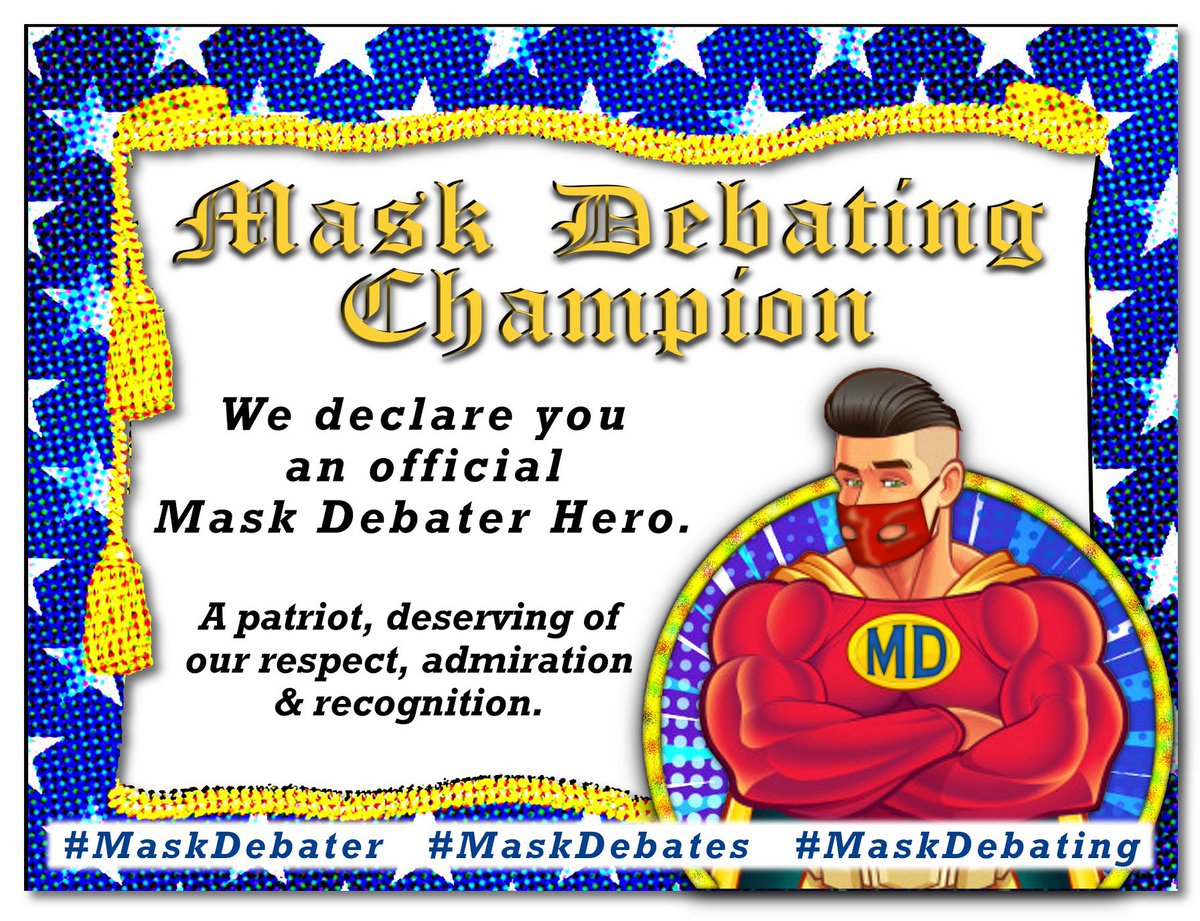 MaskDebates's tweet photo. @SteveMartinToGo @SteveMartinToGo, I declare you a Mask Debater Hero and you join the Mask Debating Hall of Fame! 🏆 😷 #maskdebater #maskdebates #maskdebating #facemaskon #wearamask https://t.co/gB5ENLYOUY