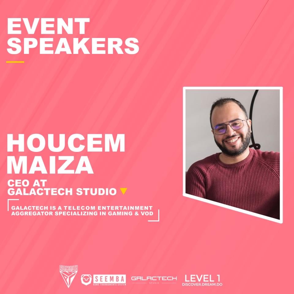 Level1H's tweet image. Our second  speaker 📣⁉️
Mr Houcem Maiza will participate as one of #DigiCash  speakers and will share with you his recognizable success story 💛! 
Join us نهار الجمعة 18 سبتمبر at LEVEL1, Lac1
#LEVEL1HUB #galactech #DigiCash