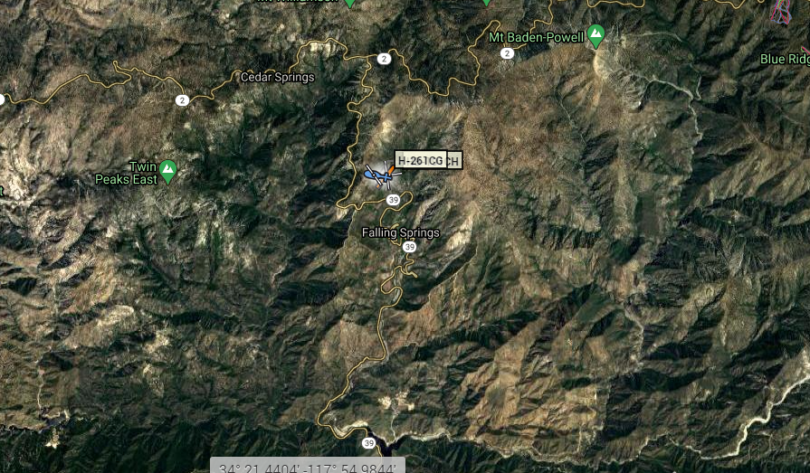 Aircraft activity around the Bobcat Fire
