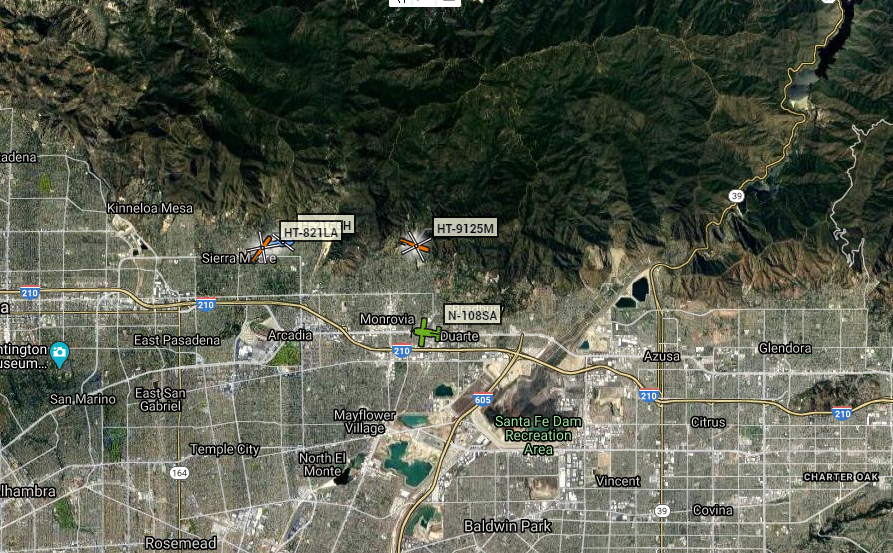 Aircraft activity around the Bobcat Fire