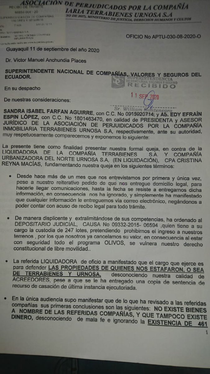 boeretto_gianni's tweet photo. LIQUIDADORA DE TERRABIENES URNOSA 
ANTE,AMENAZA DEPOSITARIO JUDICIAL DESPUES,AMENAZA
LOS PERJUDICADOS 
DE TERRABIENES 
PRESIDENTE DE LA SUPERINTENDENCIA DE COMPAÑIA 
BASTA DE TANTA ARROGANCIA!
NOSOTROS ESTAFADOS
TERRABIENES,POR PARTE DE JORGE ORTEGA TRUJILLO
SOMOS GENTES HONESTAS https://t.co/1n1u1asDGO