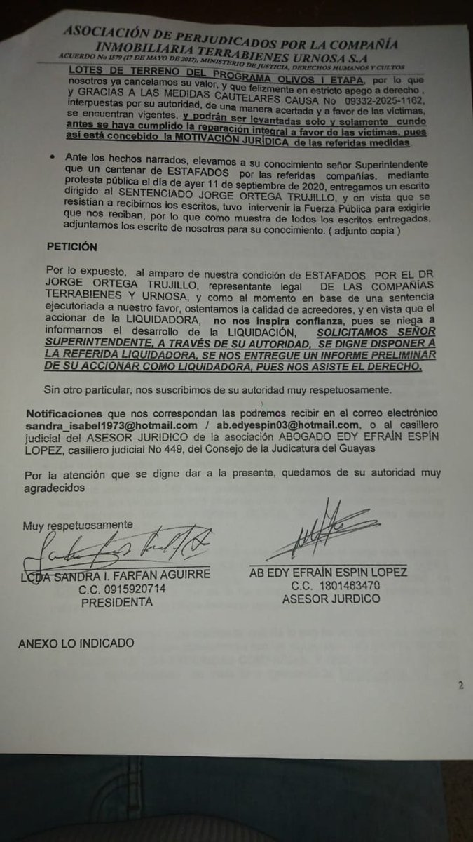 boeretto_gianni's tweet photo. LIQUIDADORA DE TERRABIENES URNOSA 
ANTE,AMENAZA DEPOSITARIO JUDICIAL DESPUES,AMENAZA
LOS PERJUDICADOS 
DE TERRABIENES 
PRESIDENTE DE LA SUPERINTENDENCIA DE COMPAÑIA 
BASTA DE TANTA ARROGANCIA!
NOSOTROS ESTAFADOS
TERRABIENES,POR PARTE DE JORGE ORTEGA TRUJILLO
SOMOS GENTES HONESTAS https://t.co/1n1u1asDGO