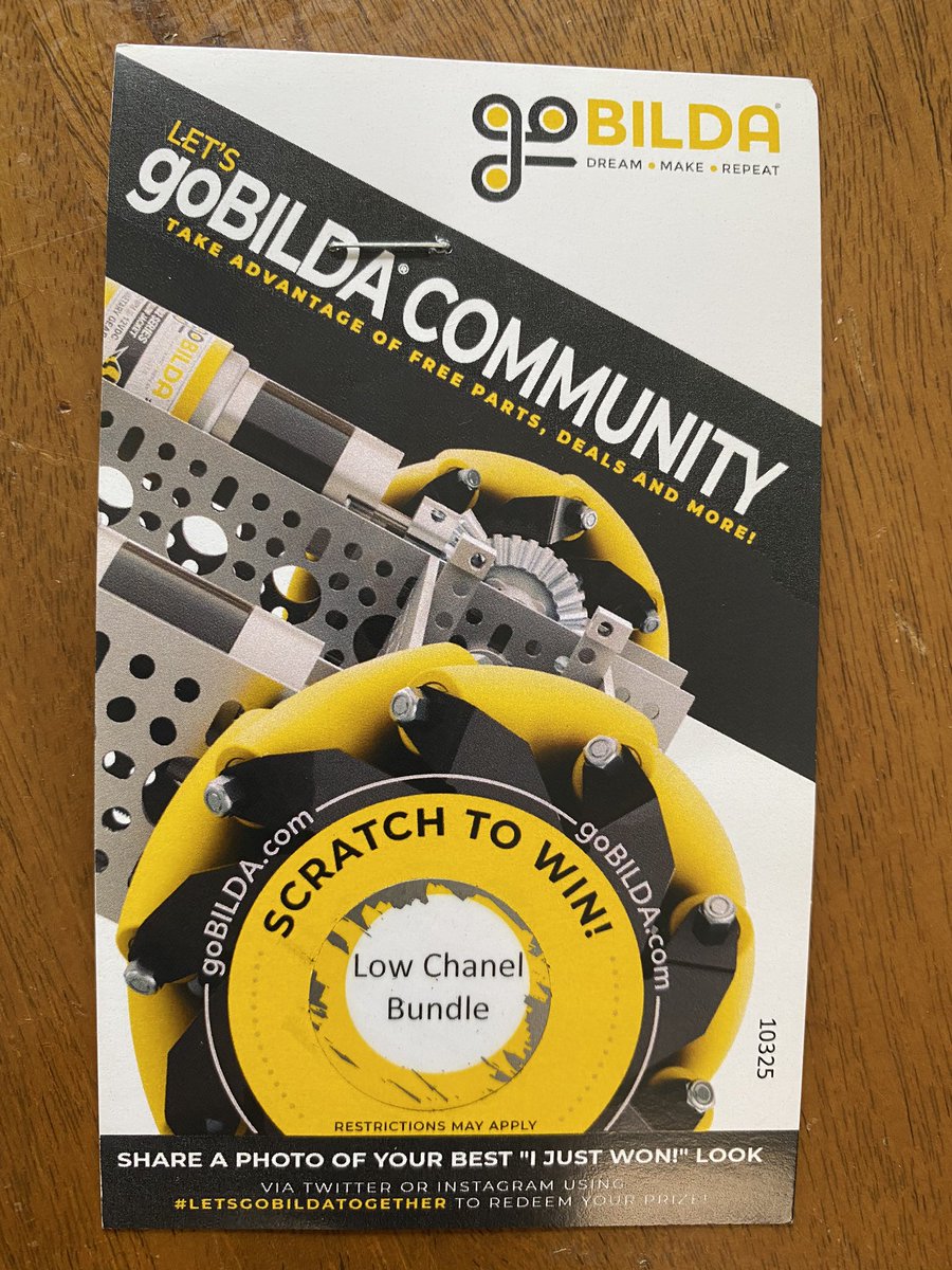 Thanks to <a href="/goBILDA/">goBILDA</a> our team got a scratch and win with our recent order #letsgobildatogether