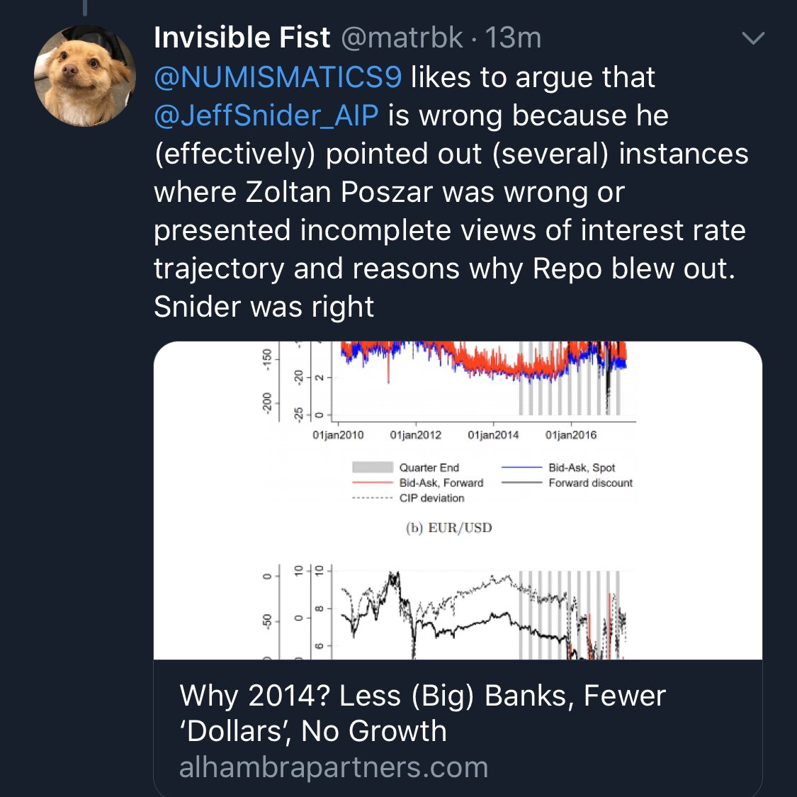 This is a bad take.  @NUMISMATICS9 understands the plumbing. I have not seen a single instance ever where Jeff Snider was right about ZP being wrong. Snider was flat wrong on repo at the time.