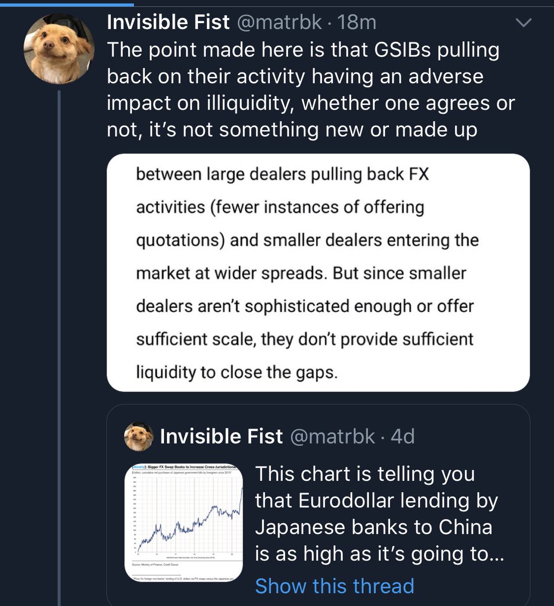 Yes GSIBs pulling back would affect liquidity. Translated: when banks lend less, there is less money lent. This is not new, or controversial. To anyone.