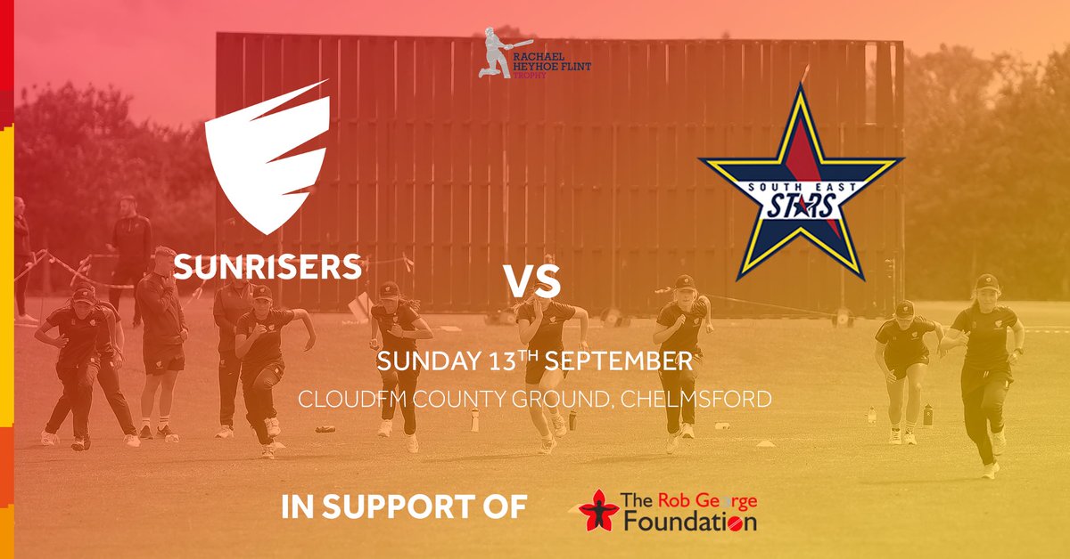 Tomorrow sees our final home game <a href="/HomeOfEssex/">The Cloud County Ground</a> when we take on <a href="/SEStarsCricket/">South East Stars</a> 

Our match partner is <a href="/RGFcharity/">RobGeorgeFoundation</a> - check their page out to see the amazing work they do supporting young people in the Essex area ☀️