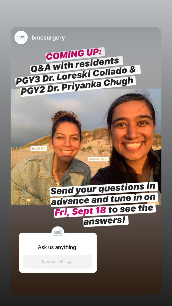 AntiWheatGirl's tweet image. Head over to the @BMCSurgery Instagram and send in your questions for Loreski and I to answer next week! 

Ask us anything from gen surg match, to life in Boston, to our never ending quest to find the best sunset in Cape Cod 🌅

#GenSurgMatch2021 #medstudenttwitter #MedTwitter