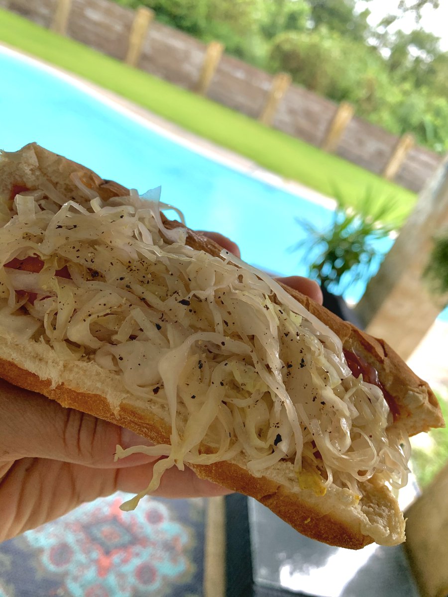 bravo_kitchen's tweet photo. Cloudy and rainy days are made so much more fun with a plump hot dog topped with a fresh quick homemade sauerkraut (done in 10 minutes)! A little ketchup and spicy brown mustard and life is good!

#KitchenBravo #foodporn #cooking #blessed #instagood https://t.co/JvbXLxm47x