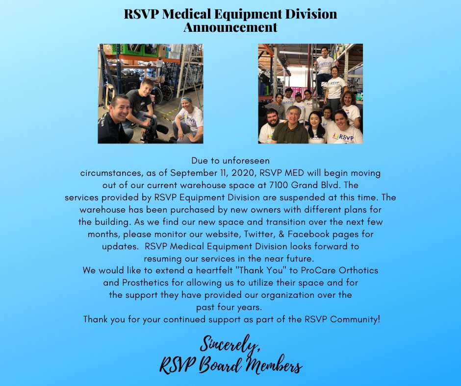 The DME distribution service has been suspeneded as of September 11, 2020 as we are looking for a new warehouse location. We are saddened, but hopeful that we will resume the service and start a new chapter soon! Stay tuned for updates, and thanks for your continued suppoort!