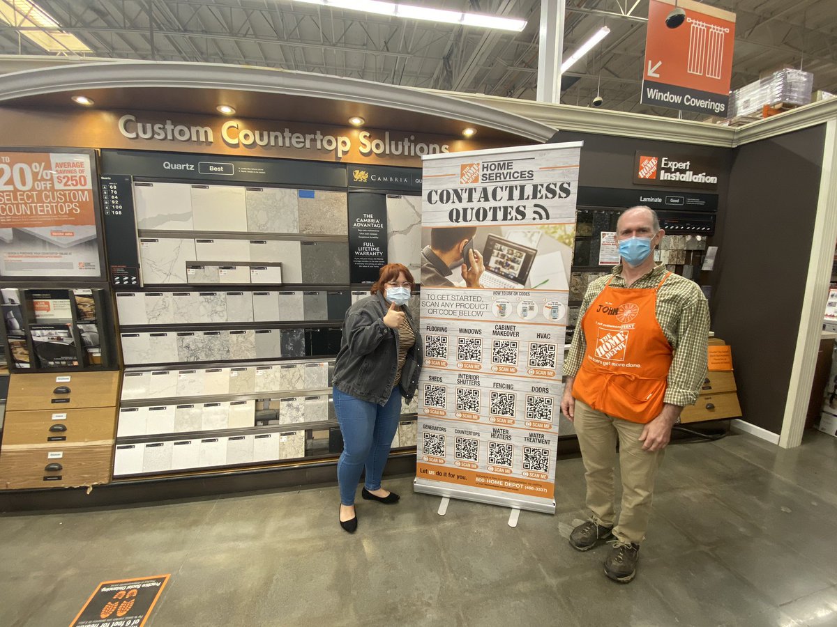MJHD4007's tweet photo. kitchen designer Damien and John D23 specialist having fun (safely indoors) talking to customers about our many countertop programs!! Way to go 4007, let’s keep weatherproofing our business!! 🤪 @MitchWatsonHD @MikeVRoma @EricLatkovichHD @KathleenCGately https://t.co/oSqPSf6ST4
