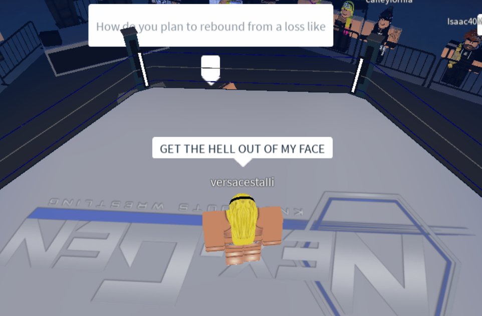 NGKWRoblox's tweet photo. NGKW - 12/09/2020!
POST MATCH INTERVIEW!
Jelaminah Flair is interviewed by Belle Neidhar-
OH MY GOD she's just pushed Belle out the ring!
Belle shrugs it off and shoves her back-
AND JELAMINAH FLAIR HAS DROPPED BELLE NEIDHART....
What has gotten into 'The Queen'?
#NGKW https://t.co/5MNHJW1noU