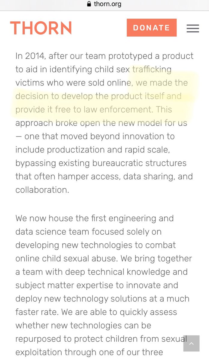 3) Thorn created ‘free software’ for law enforcement called ‘Spotlight.’ It’s supposed to use AI to eradicate CP. Meaning, Thorn has access to everything every law enforcement logs using Spotlight. 2k law enforcement agencies in 35 countries all use Spotlight.