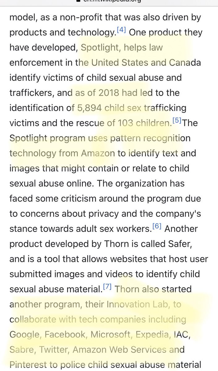 4) Thorn ‘collabs’ with multiple social tech platforms & Google through their Innovation Lab to ‘monitor content.’ The National Center for Missing and Exploited Children also uses Thorn’s software. It “sounds” great in theory... but, who has access??