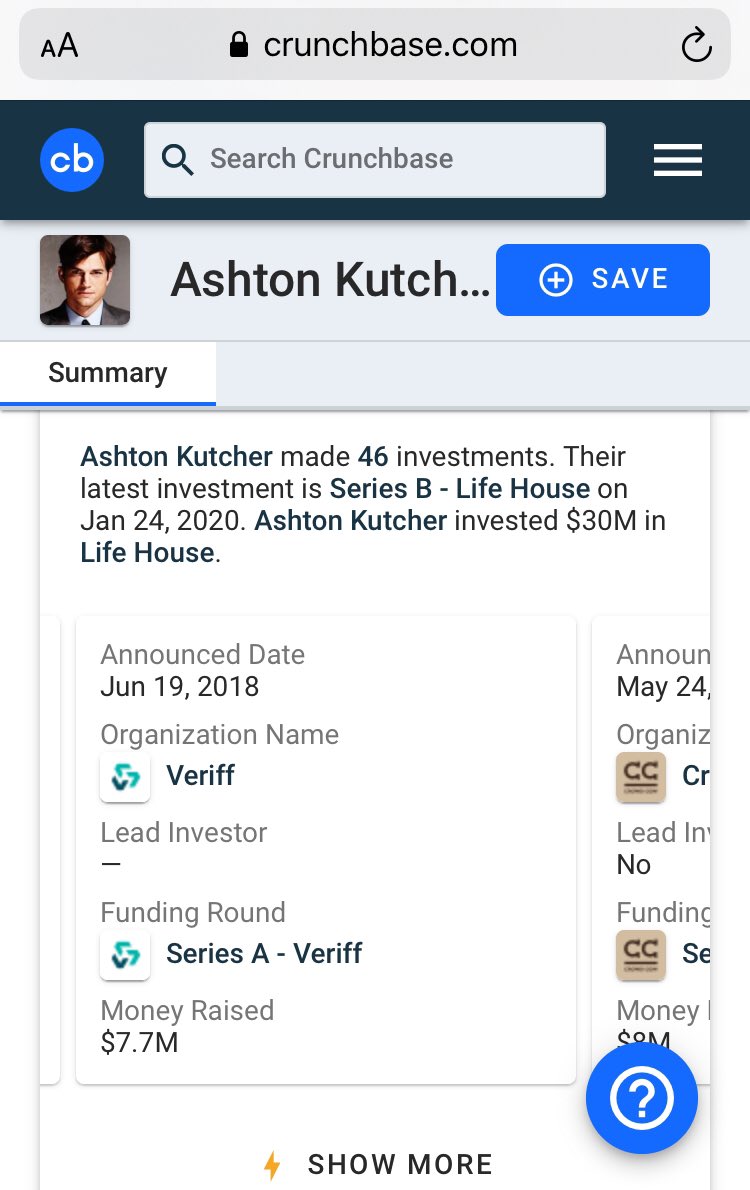 17) Kutcher has investments in AI startups, medical, etc. Under his umbrella is a new app called Hooked... 