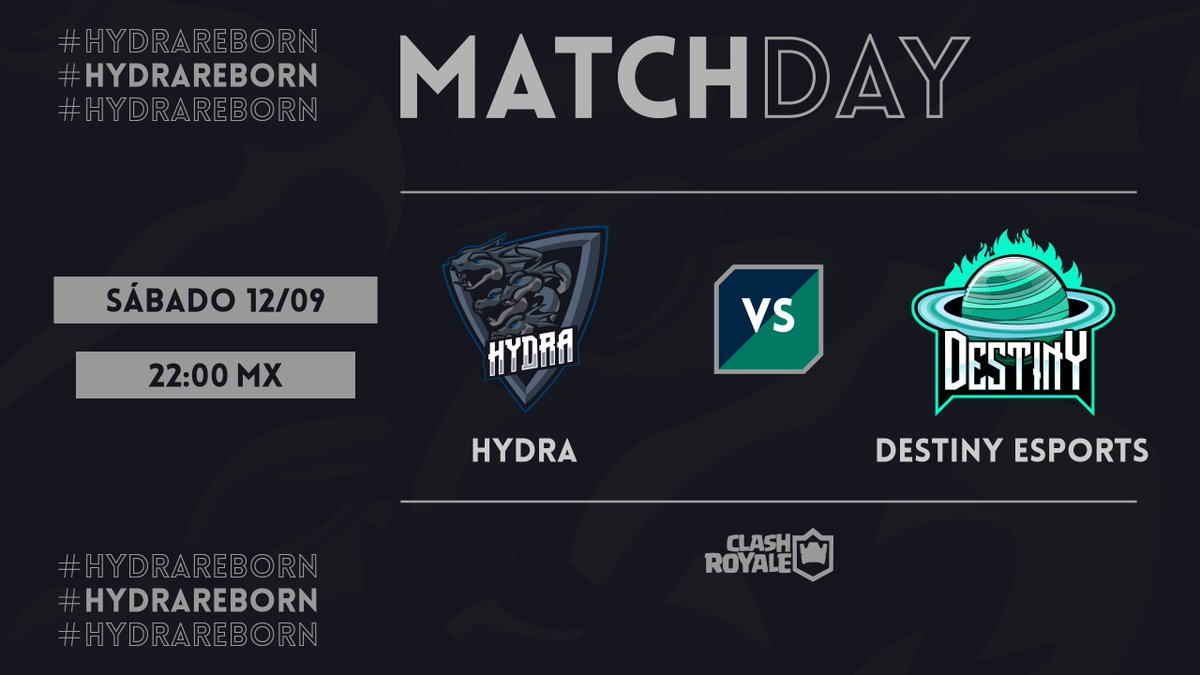 #CR | ¡MATCHDAY!

Llego el día, en punto de las 22:00 🇲🇽 nos enfrentaremos a los chicos de @DestinyeSport10 en la gran final de la <a href="/StarsCup_GG/">Stars Cup</a>. Nos esforzaremos al máximo para conseguir el campeonato 🔥

#HydraReborn