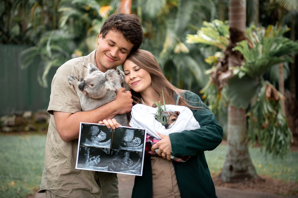 BindiIrwin's tweet photo. The animal joeys we care for are excited to meet our human joey. ❤️
We can’t wait to teach our little one about the importance of protecting our planet and the beauty of the wildlife and wild places we love so much. Thank you for your kindness and support on this magical journey. https://t.co/Sys4UPwGt3
