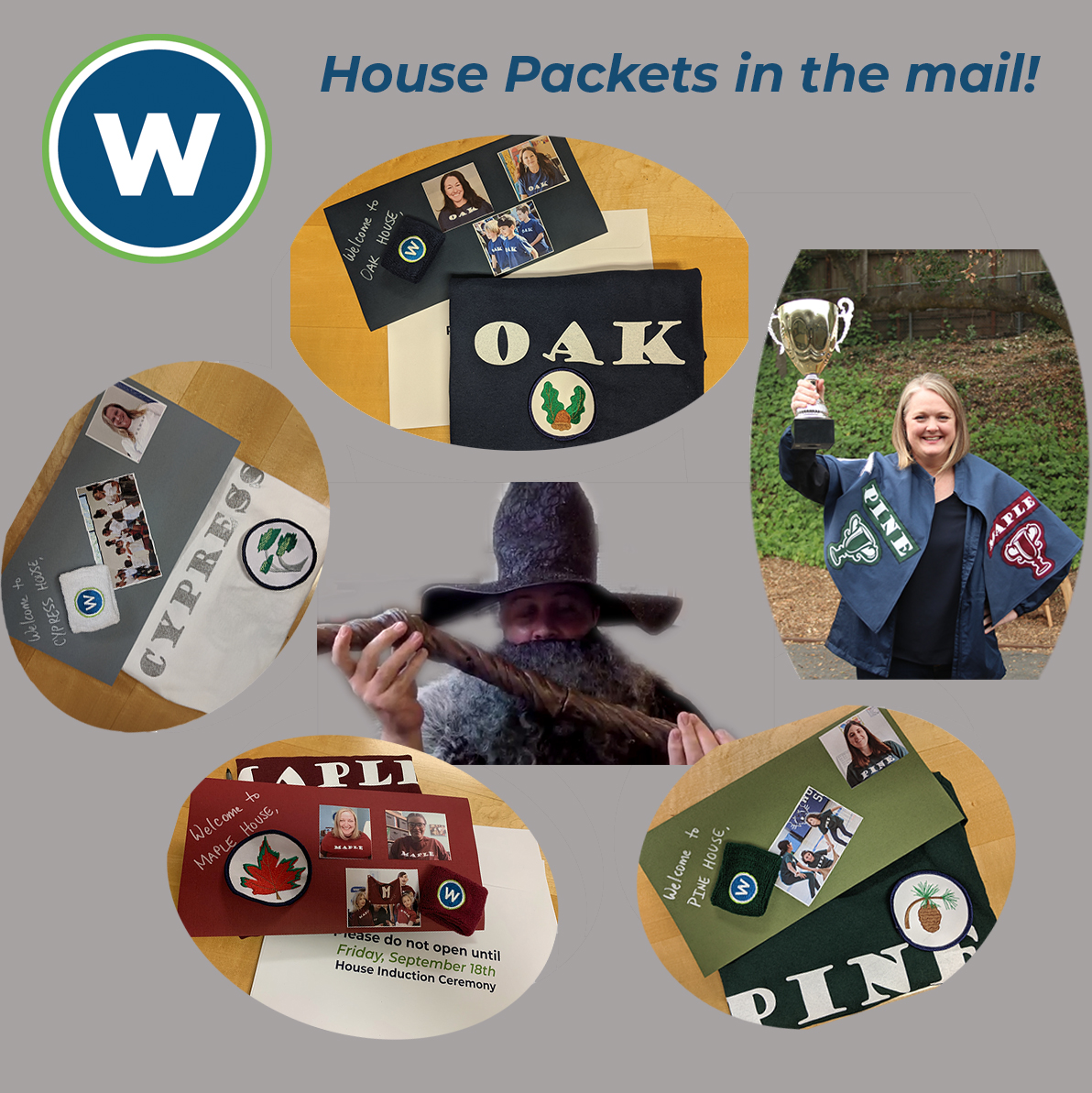 WoodlandPK8's tweet photo. Kindergarten and new students, please check your mailbox for these House Packets and keep them sealed until our virtual ceremony on September 18 when the Wise Woodland Wizard will be sorting! #gomaple #gopine #gocypress #gooak #wisewoodlandwizard https://t.co/bF6aeyosNB
