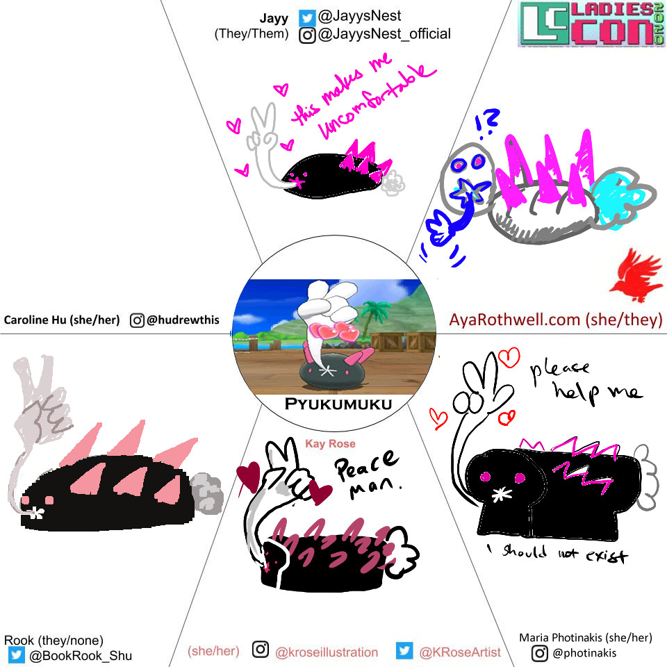 BookRook_Shu's tweet photo. #LadiesCon2020 LadiesCon2020 "Drawn Together" panel end results (1/2) 
artists: me, @photinakis @HuWantsToKnow @AkadoriStudios @KRoseArtist @JayysNest https://t.co/EDRKB6ppkF