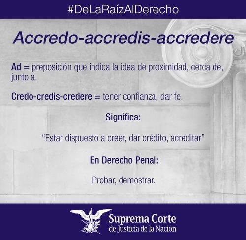 SCJN's tweet photo. El lenguaje jurídico utiliza palabras en latín para lograr una mayor precisión.

Conoce el significado de: accredo, accredis, accredere 

#DeLaRaízAlDerecho https://t.co/SGtqA4qJgO