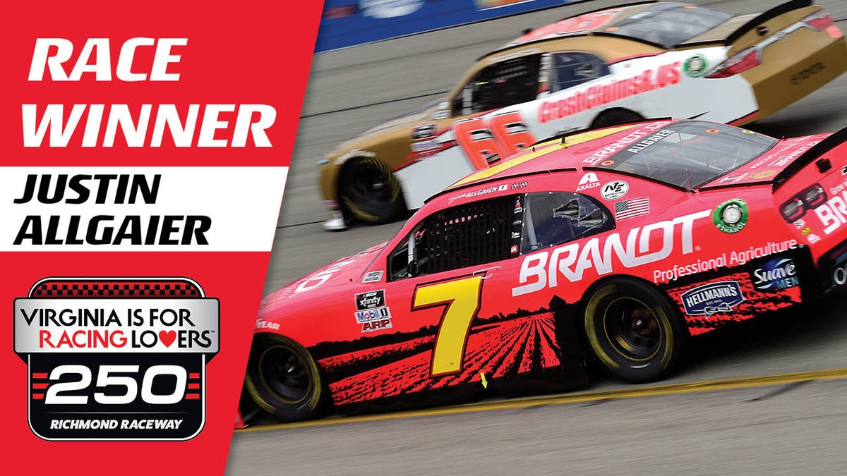 RichmondRaceway's tweet photo. RETWEET TO CONGRATULATE @J_Allgaier ON THE SWEEP! #VARacingLovers250 https://t.co/yqHoxBVR0k