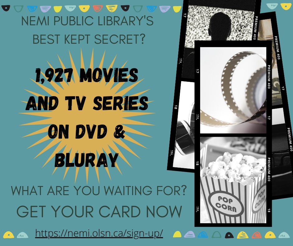 NemiLibrary's tweet image. Get your card now and be ready for cold weather movie-athons! nemi.olsn.ca/sign-up