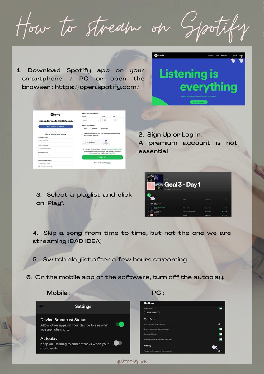 ASTROnSpotify's tweet photo. โน๏ธ Guide - How to stream on Spotify ?
Here is the guide to learn how to stream on Spotify and support MOONBIN&SANHA's debut in the best possible way!
@offclASTRO _ #์์คํธ๋ก _ #ASTRO _ #๋ฌธ๋น _ #์ฐํ โก https://t.co/CdOahSaw4s