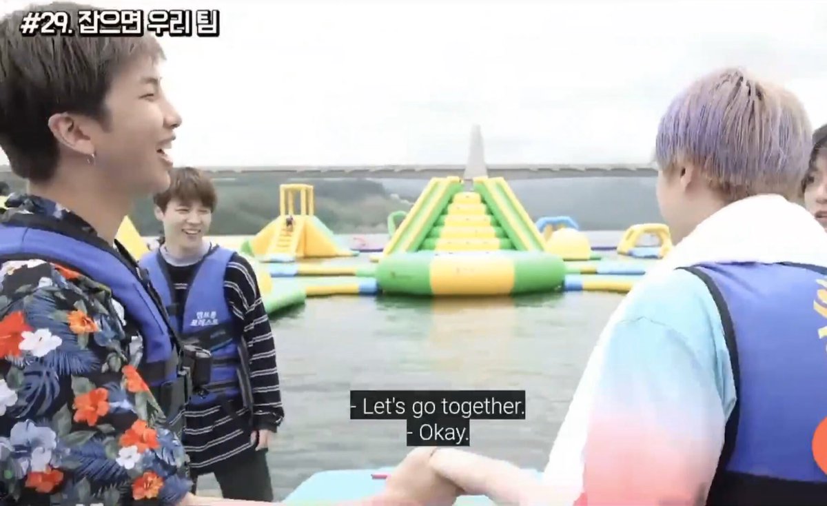 knjsgaIaxy's tweet photo. can we please talk about how namjoon always holds jin's hand like that https://t.co/6wM1Ao86r5