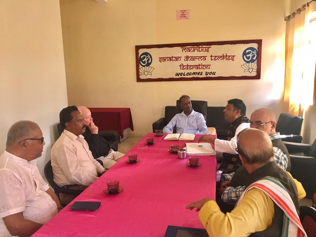 Board Members met the  Sanatan Dharma Temples Fed Members at their  HQ at Moka. Talk was mainly on shared moral values, principles and work for the common good in future to advance peace and harmony in our society.   A great opportunity for CoR to do better and to do so together.