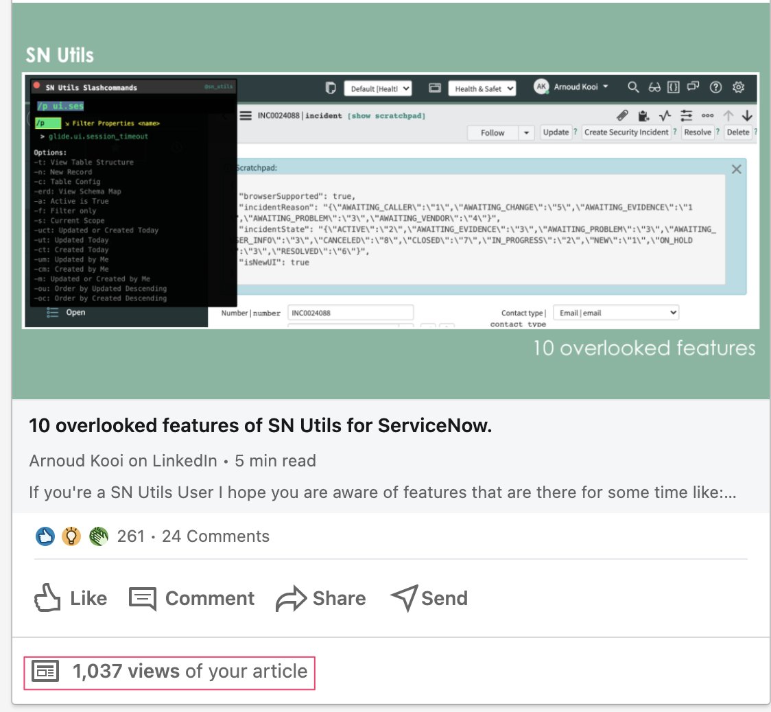 The latest update of SN Utils will open a tab promoting my 10 overlooked features article on LinkedIn. It is now at around 1000 views so a large majority of the user base has not seen it. (I might add a setting so you can disable this announcements)