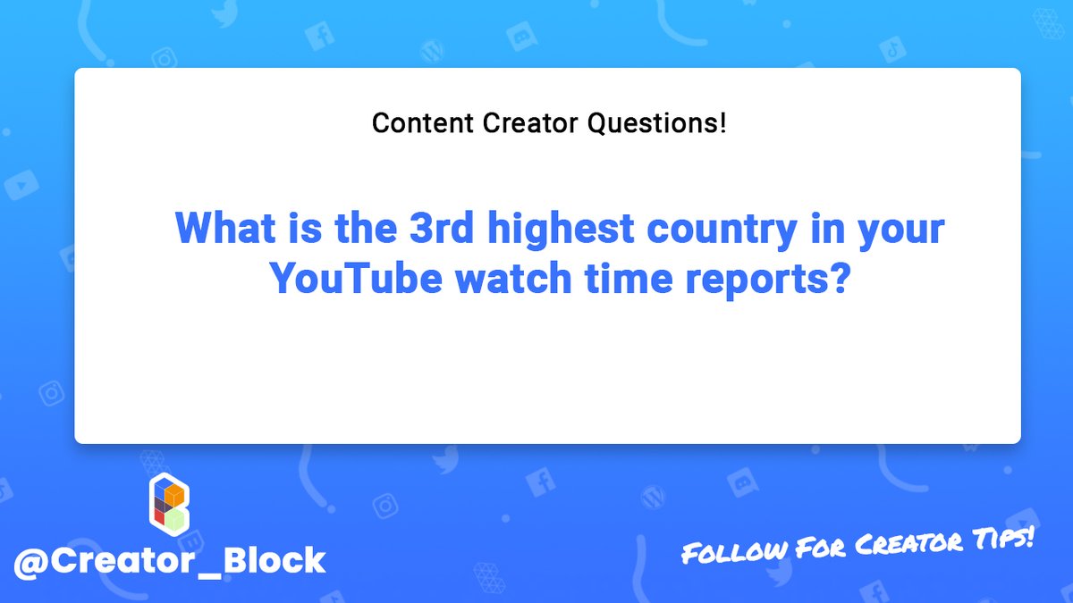 creator_block's tweet image. Curious, what is the 3rd highest country in your YouTube watch time analytics reports?

How to find out: support.google.com/youtube/answer…