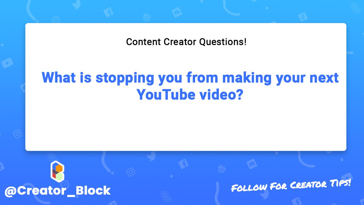 creator_block's tweet image. I am known to procrastinate. I'm on Twitter right now!

What is stopping you from making your next #YouTube video?

#juststart #contentcreators #youtubers #youtuber